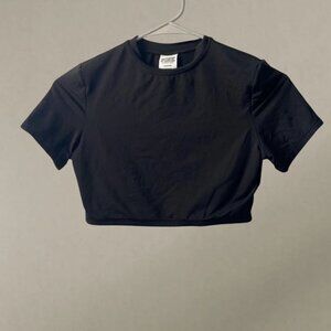 PINK Victoria's Secret Black Crop Top Fitted Short Sleeve